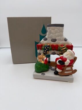 PartyLite "Fire Side Santa" ceramic tealight candle holder from the 1990s